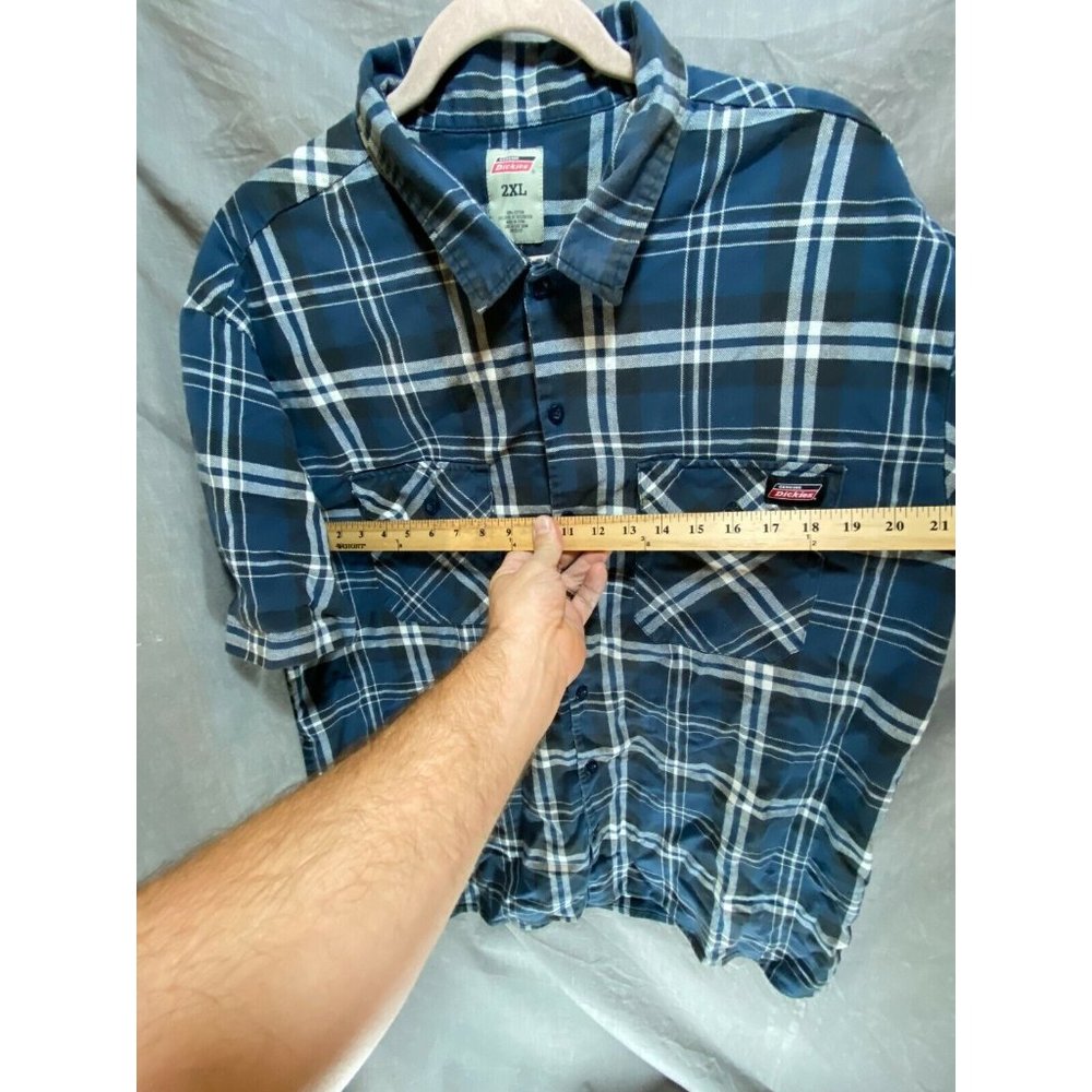 Dickies Button Up Shirt‎ Adult 2XL Blue White Black Plaid Casual Mens. - Picture 8 of 9